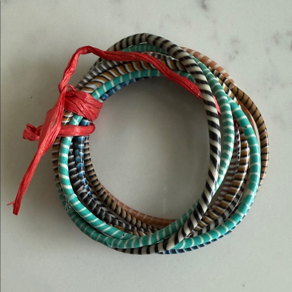 African Striped Multicolor Bangle Set